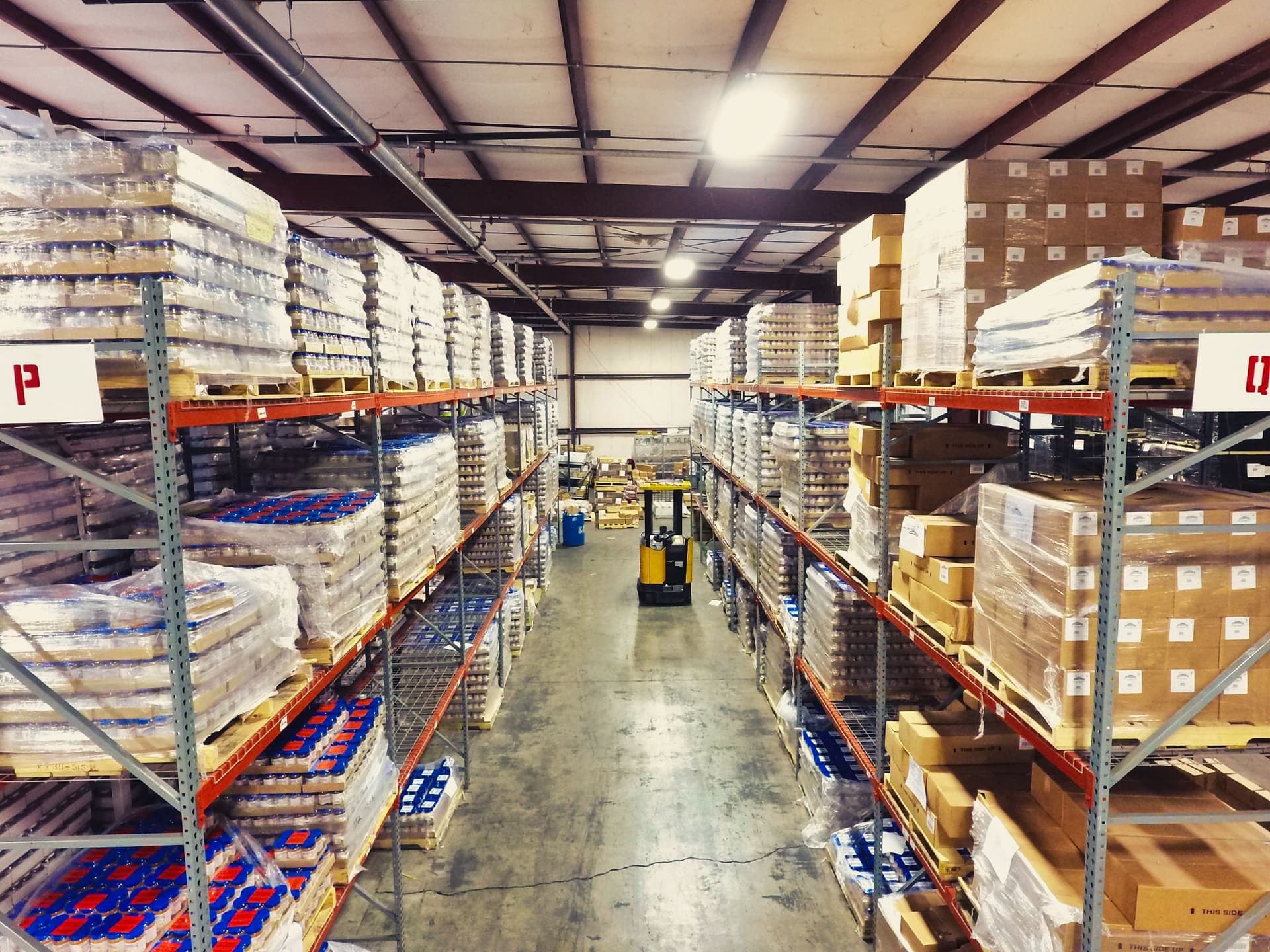 Aerial view of warehouse inventory